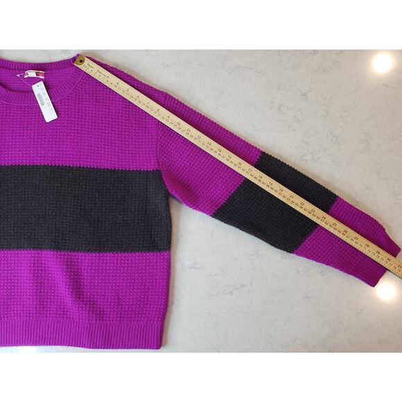 NWT J. CREW Cashmere Waffle Knit Sweater in Colorblock Women's Size Large - Picture 9 of 10